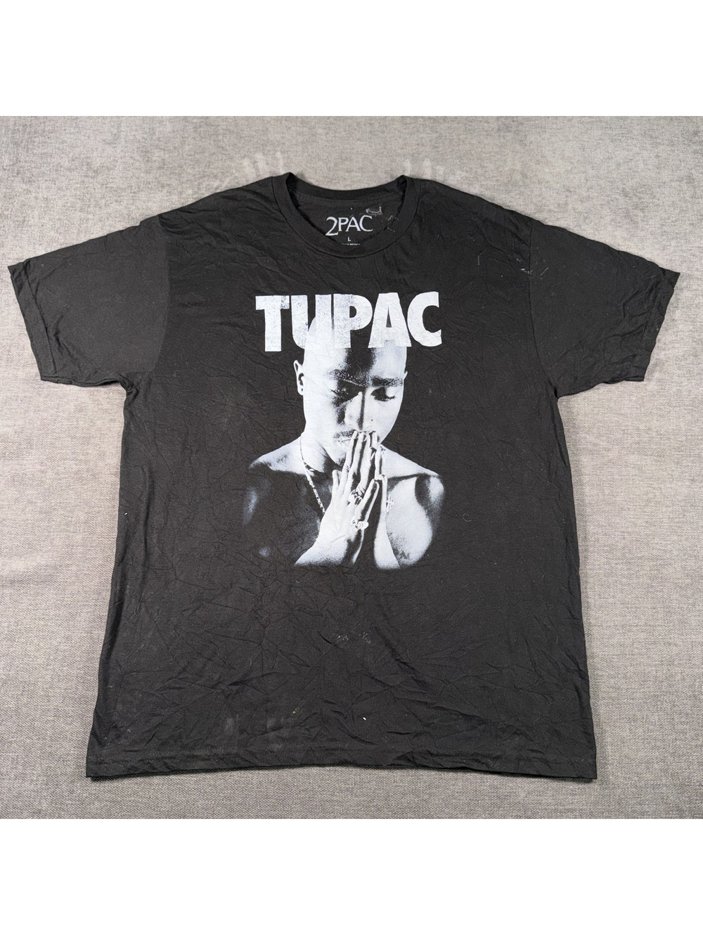 2PAC Black Graphic T-Shirt Large